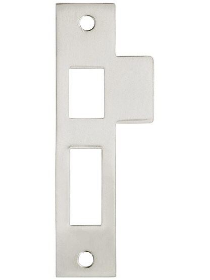 4 1/2 inch Solid Brass Mortise Strike Plate in Polished Nickel.